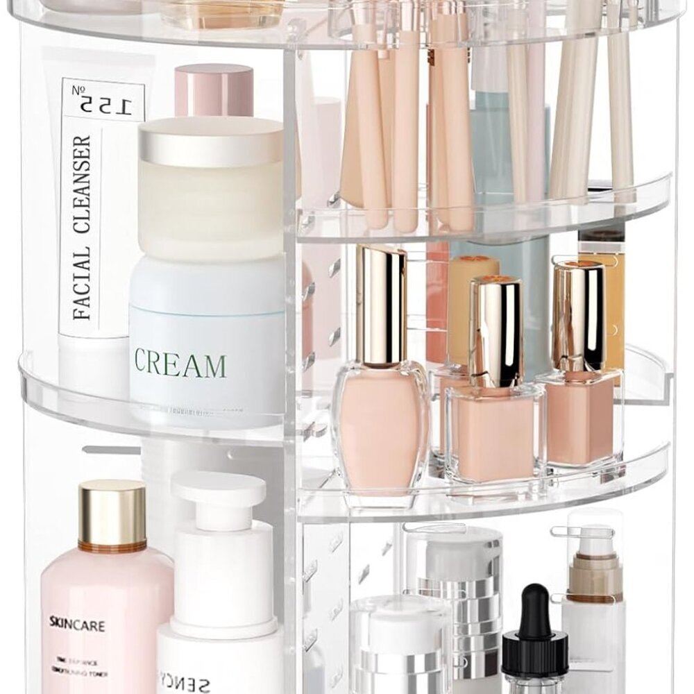 Rotating Makeup Organizer, DIY 8 Adjustable Layers Spinning Skincare Organizer,